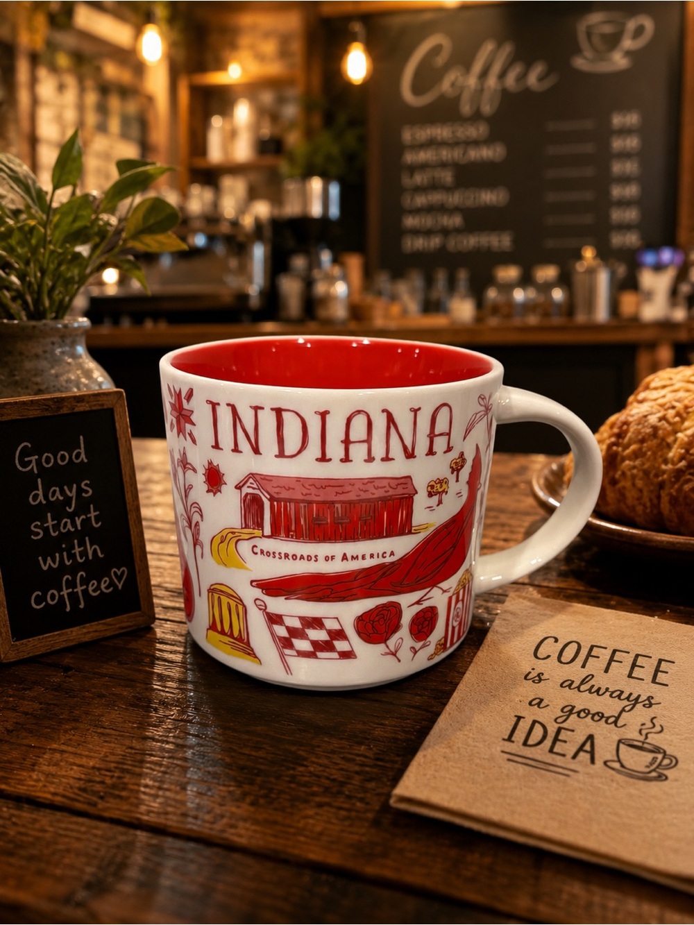 Starbucks Indiana “Been There Series” Red Interior Coffee Mug